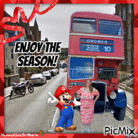 ((Me, Mario & a Bus - Enjoy the Season)) Gif Animado