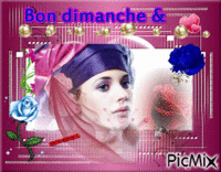 Roses , Belle femme - Bon dimanche. анимированный гифка