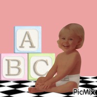 Baby and blocks κινούμενο GIF