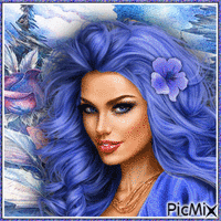 Woman w Blue Hair-RM-03-26-23 - 無料のアニメーション GIF