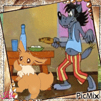 Eevee & Nu Pogodi! Wolf - Free animated GIF