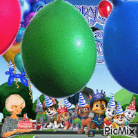 paw patrol - happy birthday - 無料のアニメーション GIF