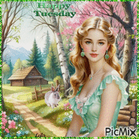 Happy Tuesday. Spring. Woman - Free animated GIF
