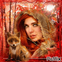 Woman and the Fox - GIF animé gratuit