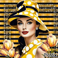 Woman in yellow-contest GIF animé