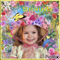Little Girl in Flowers - Free animated GIF