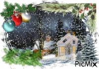 maison sous la neige 2 - Free animated GIF