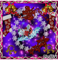 Reindeer with Santa анимирани ГИФ