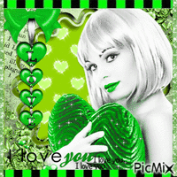 green valentine love анимированный гифка