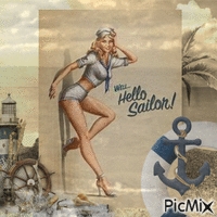 Sailor Woman Vintage - Gratis animeret GIF
