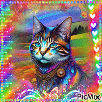 Coloré avec un chat geanimeerde GIF