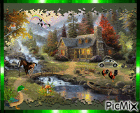 Cabin in the forest. GIF animata