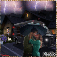 L'amour sous la pluie et l'orage.