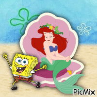 Spongebob and Ariel анимированный гифка