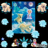 titre : ours blancs dans la neige ... Bleue ?! animasyonlu GIF