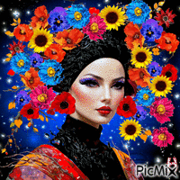 Женщина Цветок - GIF animé gratuit