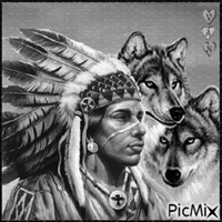 Amérindien et ses loups... 🐺🐺🐺