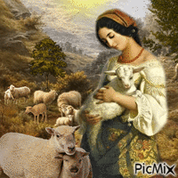 Frau mit Schafen - Besplatni animirani GIF
