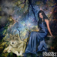 Woman & Wolf κινούμενο GIF