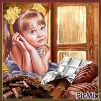 Petite fille et chocolat. - gratis png