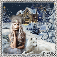 Her friend the white wolf.../winter fantasy