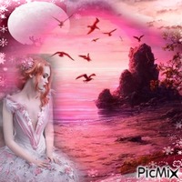 pink fantasy moonlight GIF animé