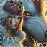 la fille et le loup - Bezmaksas animēts GIF