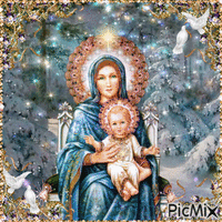 Vergine Maria e Bambin Gesù animerad GIF