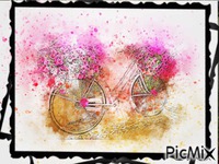 Vintage "Aquarela bicicleta" GIF animasi
