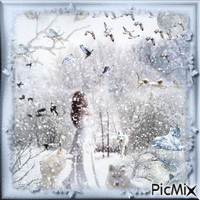 Woman wearing white in the snow - Ücretsiz animasyonlu GIF