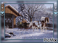 ancien paysage d'hiver GIF animado