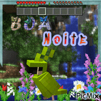 Minecraft Boa Noite Papagaio анимированный гифка