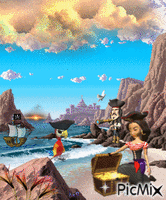 O Tesouro dos Piratas - GIF animado grátis