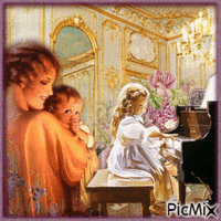 Concours : Petite fille qui joue du piano- Vintage