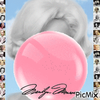 Marilyn Monroe bubble gum animovaný GIF
