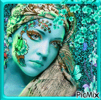 Contest  Butterfly girl - Turquoise - Bezmaksas animēts GIF