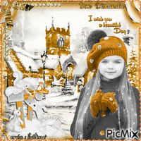 Sofia un dimanche hivernal _ tons gold , gris et blanc GIF animata