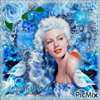 Lana Turner-Porträt in Blau анимированный гифка