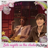 "Late nights in the studio with bae" анимированный гифка