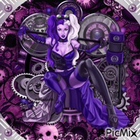 Lady steampunk. Mauve et violet. - Free PNG