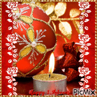 Happy 1. Advent. Red and gold - Gratis geanimeerde GIF