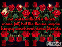 Happy Weekend Friends ( Roses ) - GIF animé gratuit