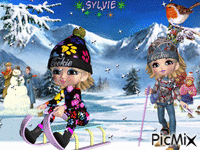 winter sports : ski or sledge ma création a partager sylvie - GIF animé gratuit