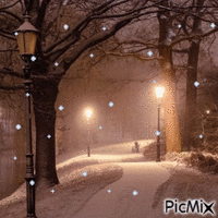 Snow in park animált GIF