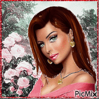 Retrato con rosas animovaný GIF