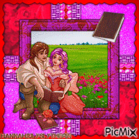 {#}Prince Adam reading with a Girl{#} анимированный гифка