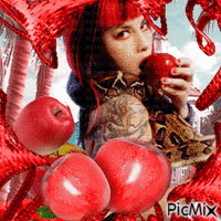 Femme et pomme Animated GIF