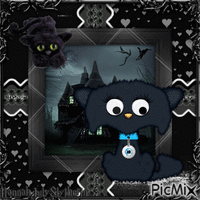 ###Cat at a Haunted House### animovaný GIF