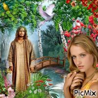 jesus  and girl Gif Animado