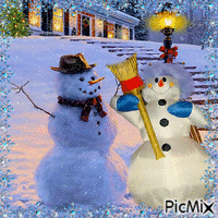 snowman family - GIF เคลื่อนไหวฟรี